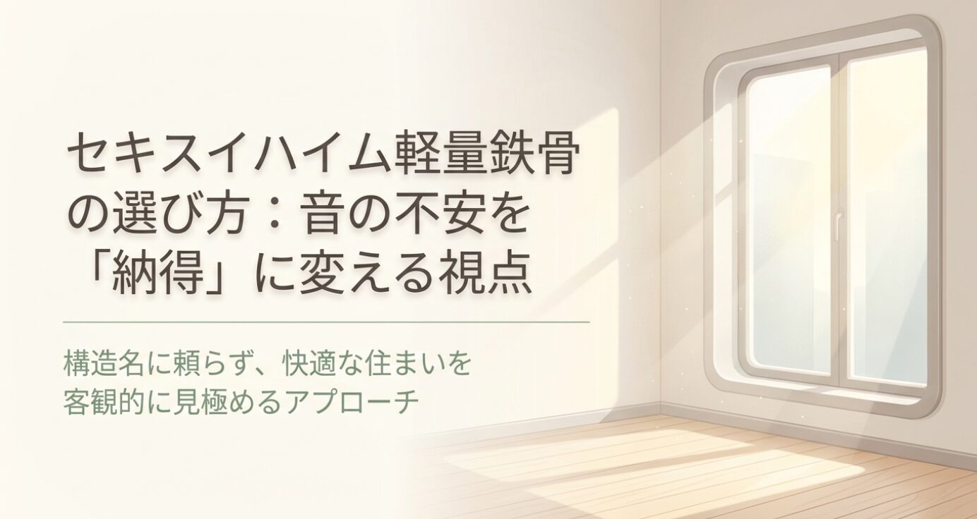 画像タイトル: 軽量鉄骨の音で後悔しない選び方 代替テキスト: 軽量鉄骨アパートの音への不安を解消する選び方を解説したタイトル画像