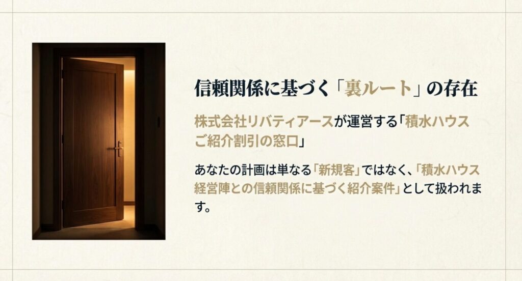 画像タイトル: 信頼関係に基づく紹介窓口(株式会社リバティアース)
代替テキスト(Alt): 暗闇の中で開かれる扉の写真。株式会社リバティアースが運営する窓口を通すことで、経営陣との信頼関係に基づく紹介案件として扱われることを示すイメージ。