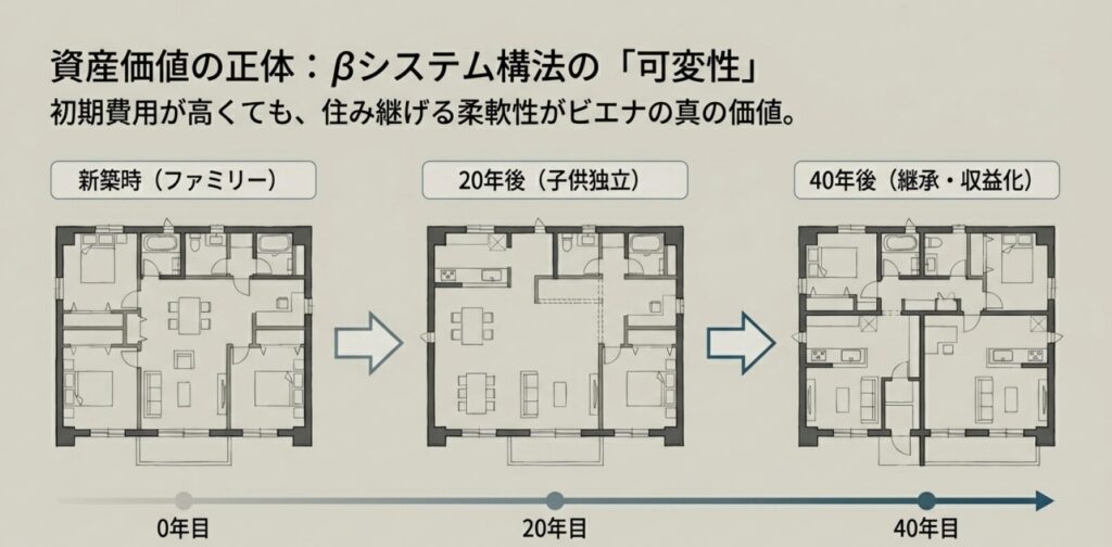 画像タイトル: 快適性のための必須投資:トリプルガラスと断熱・防音構造
代替テキスト: 鉄骨の弱点である熱と音を防ぐために推奨される「トリプルガラス」「樹脂サッシ」「ハイグレード断熱材」の断面図と機能解説。