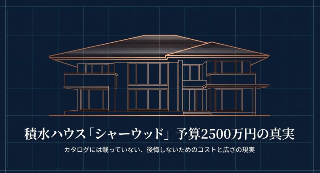 画像タイトル: 予算2500万円の真実
代替テキスト: 予算2500万円で建てるためのコストと広さの現実を表した家の設計図面