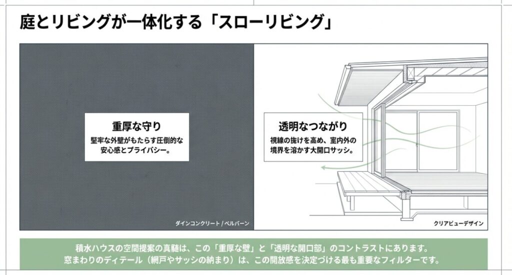 画像タイトル: 網戸の役割の再定義
代替テキスト: 一般的な住宅と注文住宅における、網戸の目的や評価基準の違いをまとめた比較表