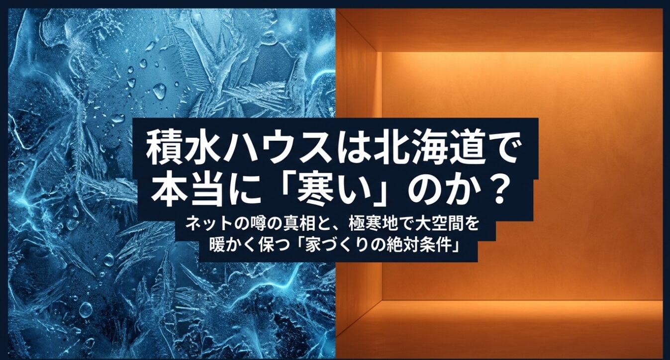 画像タイトル: 北海道の積水ハウスは寒いのか？ 代替テキスト: ネットの噂の真相と、極寒地で大空間を暖かく保つ家づくりの絶対条件